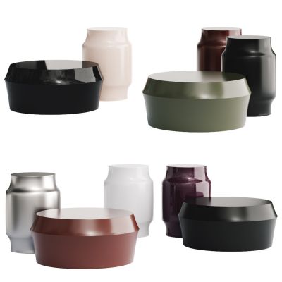 现代圆形茶几边几组合