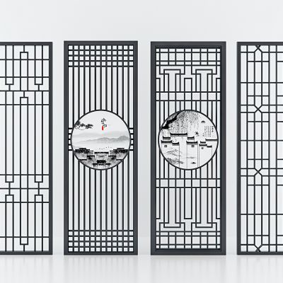 新中式屏风隔断组合