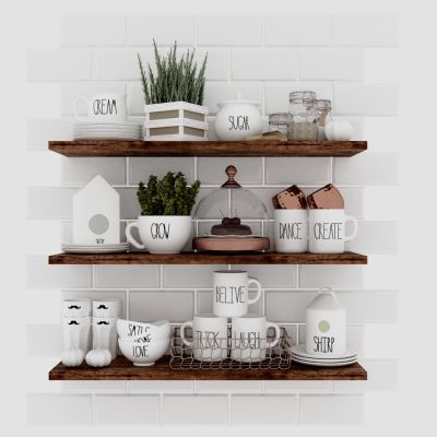 现代厨房用品陈设咖啡杯盘子