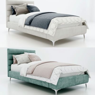 现代布艺单人床