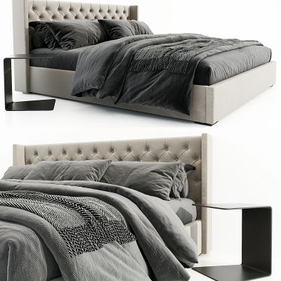 现代布艺双人床