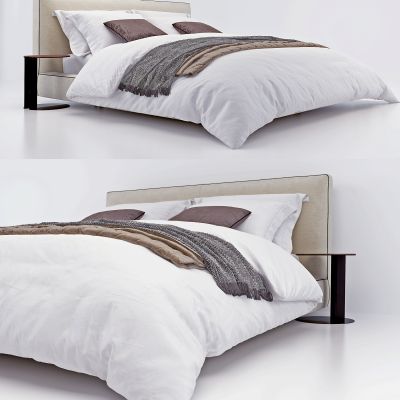 现代布艺双人床3D模型