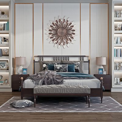 美式现代简欧式轻奢双人床