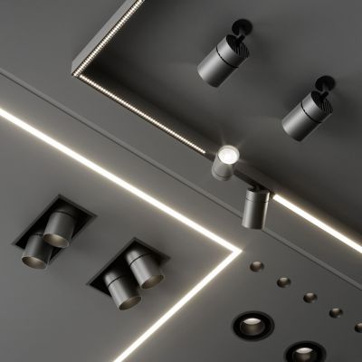 现代射灯筒灯轨道灯