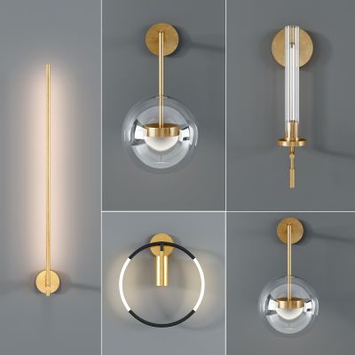 现代金属玻璃壁灯组合