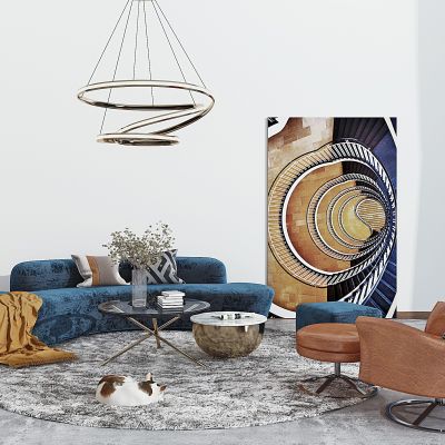 现代弧形风格沙发茶几组合