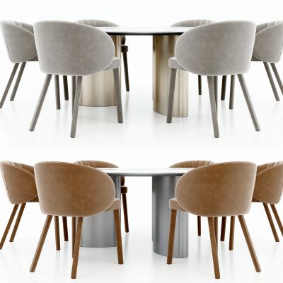 现代大理石圆形餐桌椅餐桌椅组合