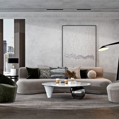 现代弧形沙发组合