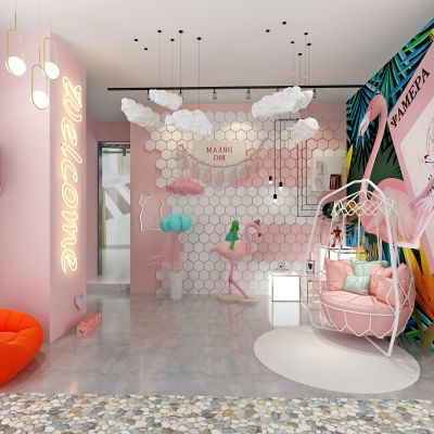 现代粉色森林系摄影棚