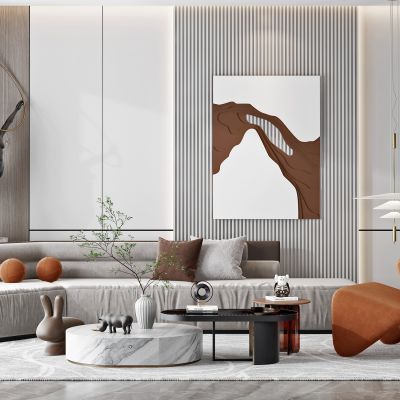 现代客厅弧形沙发茶几组合