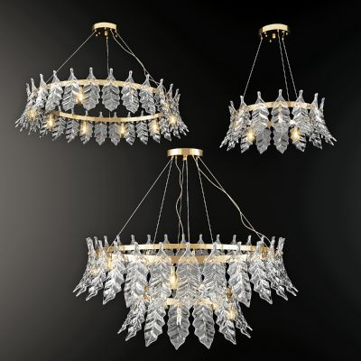 现代轻奢树叶水晶玻璃吊灯组合