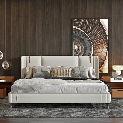 现代布艺双人床床具组合