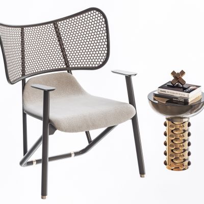 现代单椅边几组合