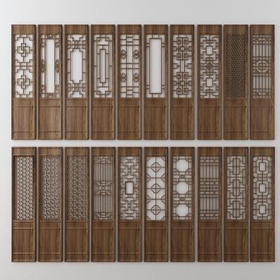 中式古典实木花窗门扇实木花格屏风隔断组合