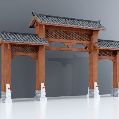 中式木质牌楼牌坊中式户外建筑门头