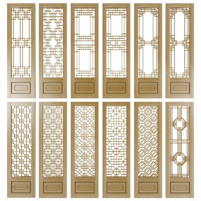 新中式实木镂空屏风隔断花格门扇