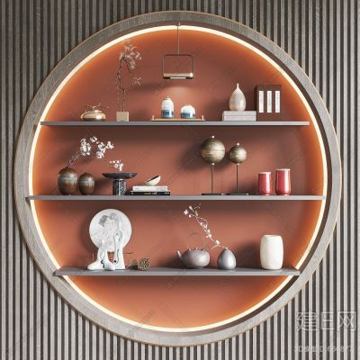 新中式装饰摆件墙饰吊柜