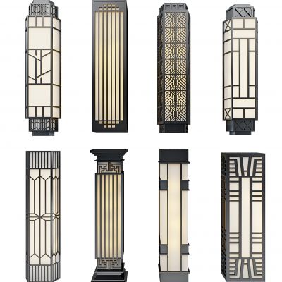 新中式铁艺长条形壁灯