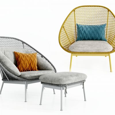 北欧编织藤编单人沙发