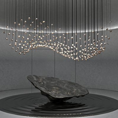 现代新中式吊饰水景艺术品雕塑