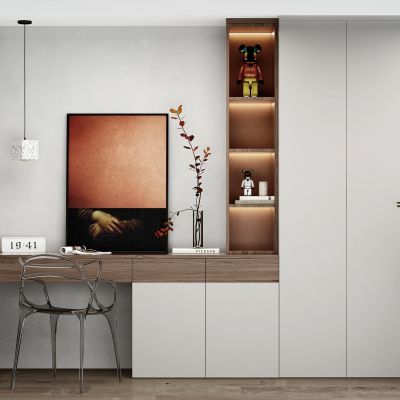 现代书桌椅书柜组合