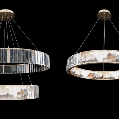 新中式双层环形金属吊灯