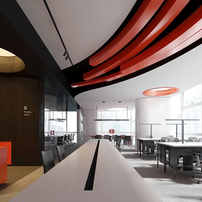 现代开敞开放办公区