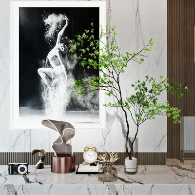 现代轻奢摆件花瓶绿植组合