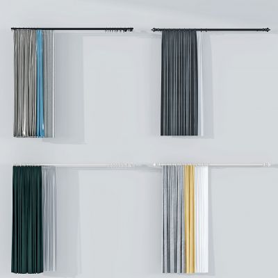 现代窗帘窗纱罗马杆组合