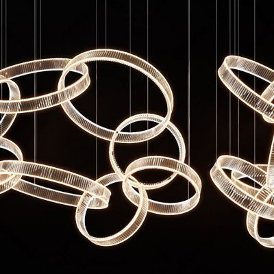 现代圆环异形水晶吊灯吊饰3D模型