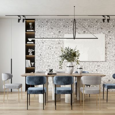 现代餐厅餐桌餐椅组合