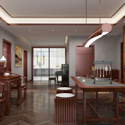 中式古典实木红木家具书房