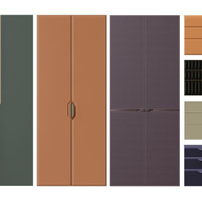 现代皮革衣柜抽屉柜门组合