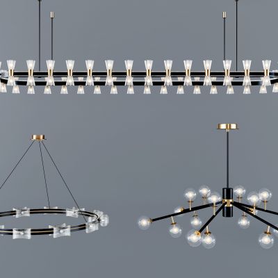 现代金属玻璃吊灯组合