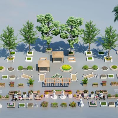 现代欧式户外景观小品组合植物景观小品