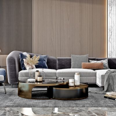 现代转角沙发茶几组合