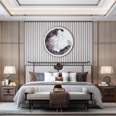 新中式样板间别墅卧室
