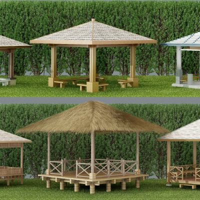 新中式欧式茅草亭子户外凉亭