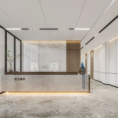 现代办公室前台和过道