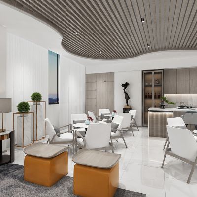 现代健身房休息区