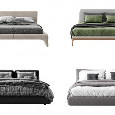 现代风格床 布艺双人床