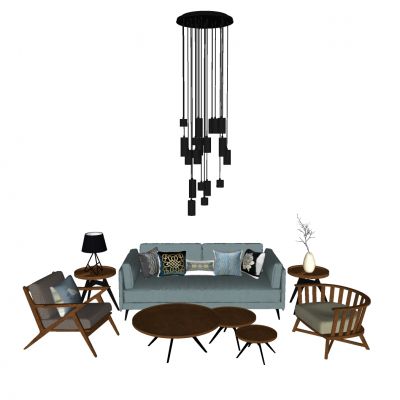 中式沙发组合 沙发 茶几 组合