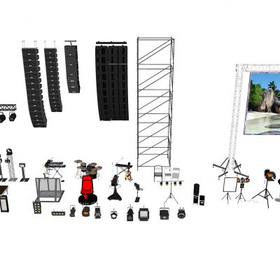 现代舞美设备 灯光设备 线阵音响 雷亚架