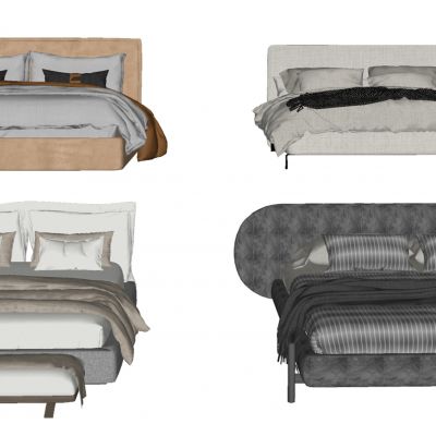 现代风格床 布艺双人床