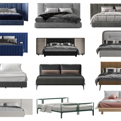 现代双人床 床 卧室双人床