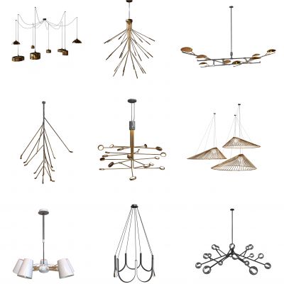 现代吊顶 灯具 创意吊灯 线条吊灯 金属吊灯