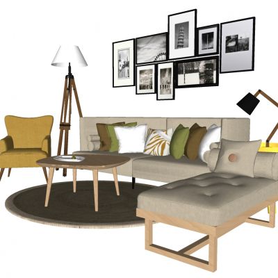 北欧沙发组合 茶几 沙发 组合