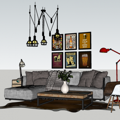 工业风沙发茶几组合