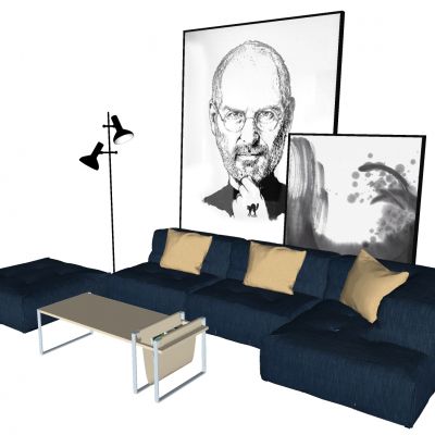 北欧沙发组合 茶几 挂画 沙发