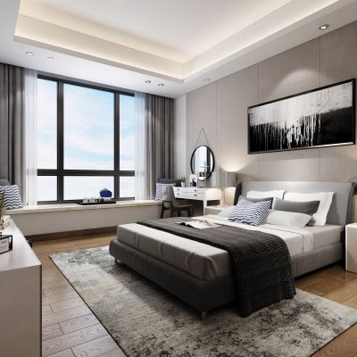 现代卧室 双人床